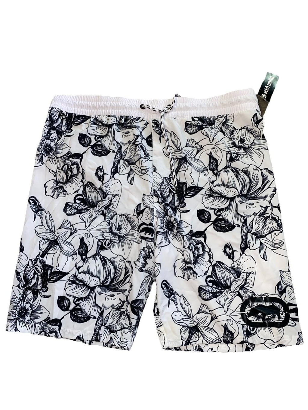 Ecko Unltd Shorts Mens XL Black White Floral Swim Trunks New