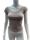 Wild Fable Womens Ribbed V-Neck Short Sleeve T-Shirt Gray S