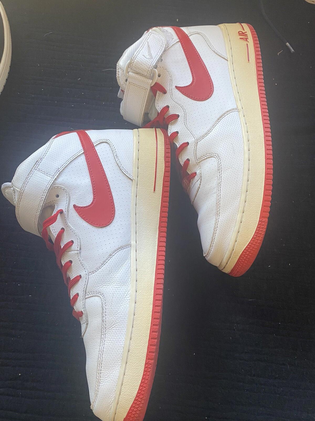 NIKE AIR FORCE 1 MID '07 Size 11 315123105 White/Red Jordan