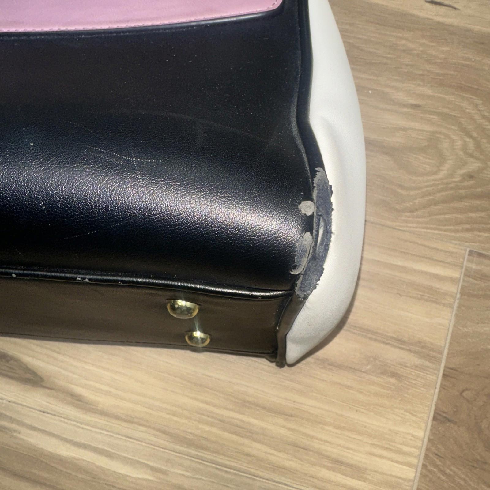 Colorblock White Pink Black Faux Leather Shoulder Bag Handba