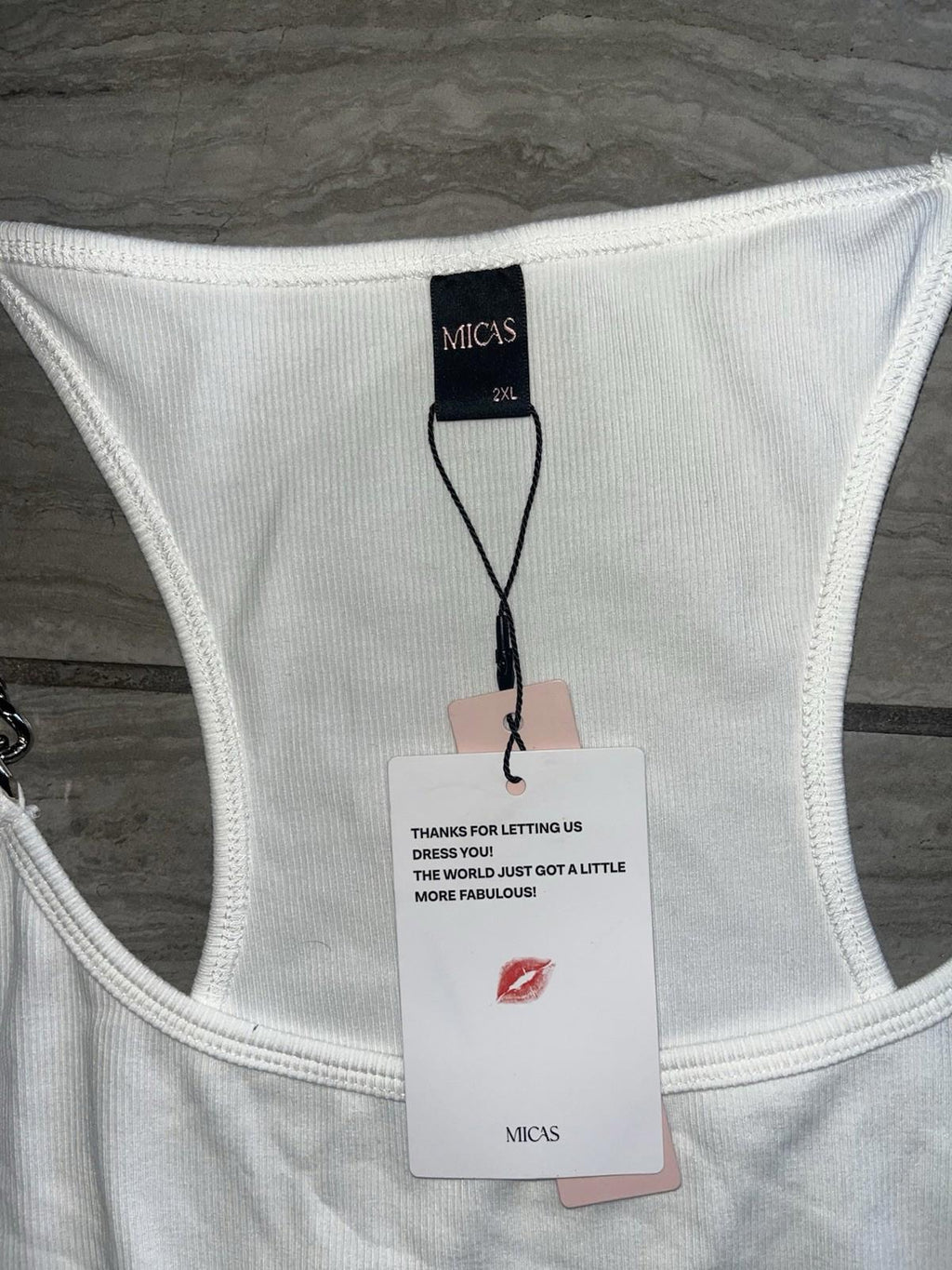 NWT Micas White Chain Straps Racingback Tank Top Size 2XL