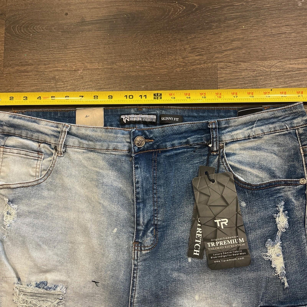 TR Premium Tailored Creation Denim Distress Cargo Shorts 42