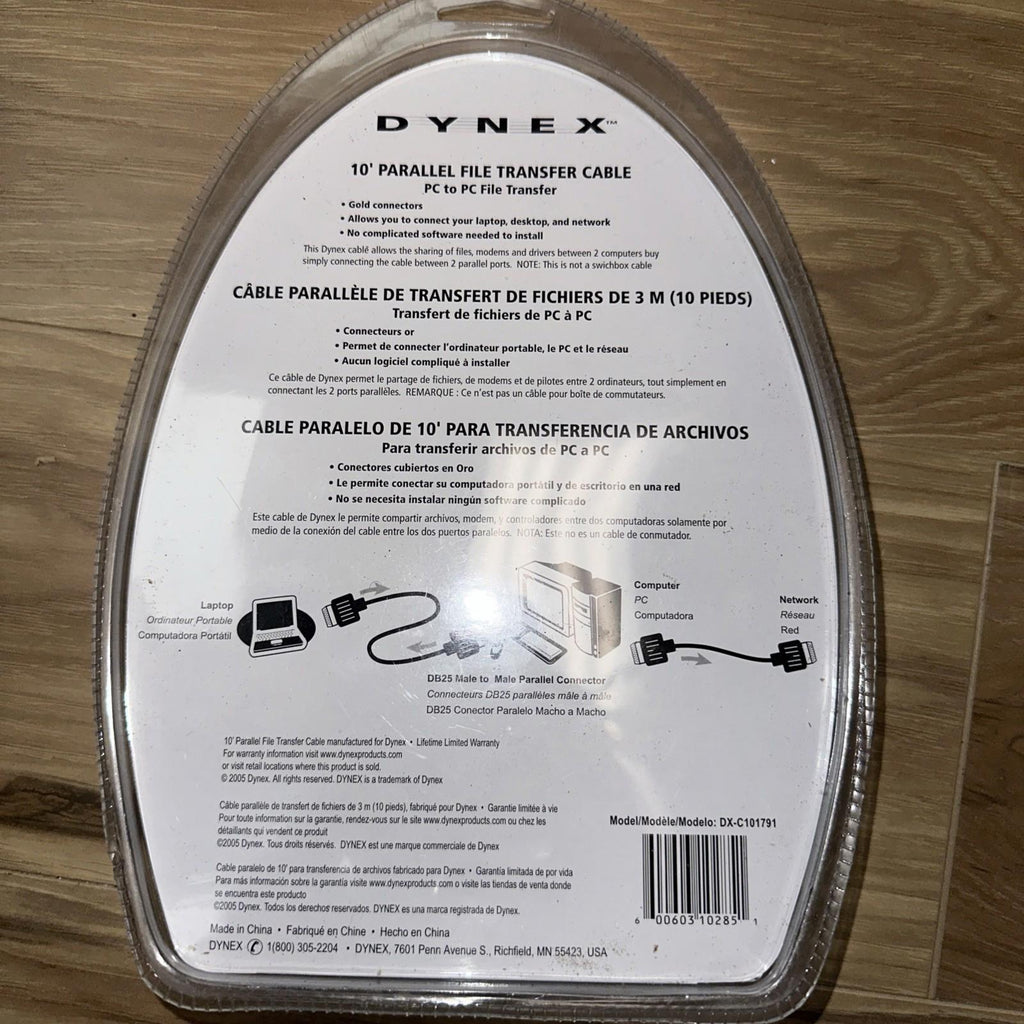 Dynex 10' Parallel File Transfer Cable DXC101791 DB25 M/DB25