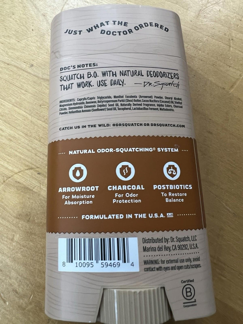 Dr. Squatch Wood Barrel Bourbon Deodorant 2.65 oz