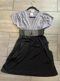 Chesley Large Grey Black Y2K Pocket Belted Tunic Cap Sleeves