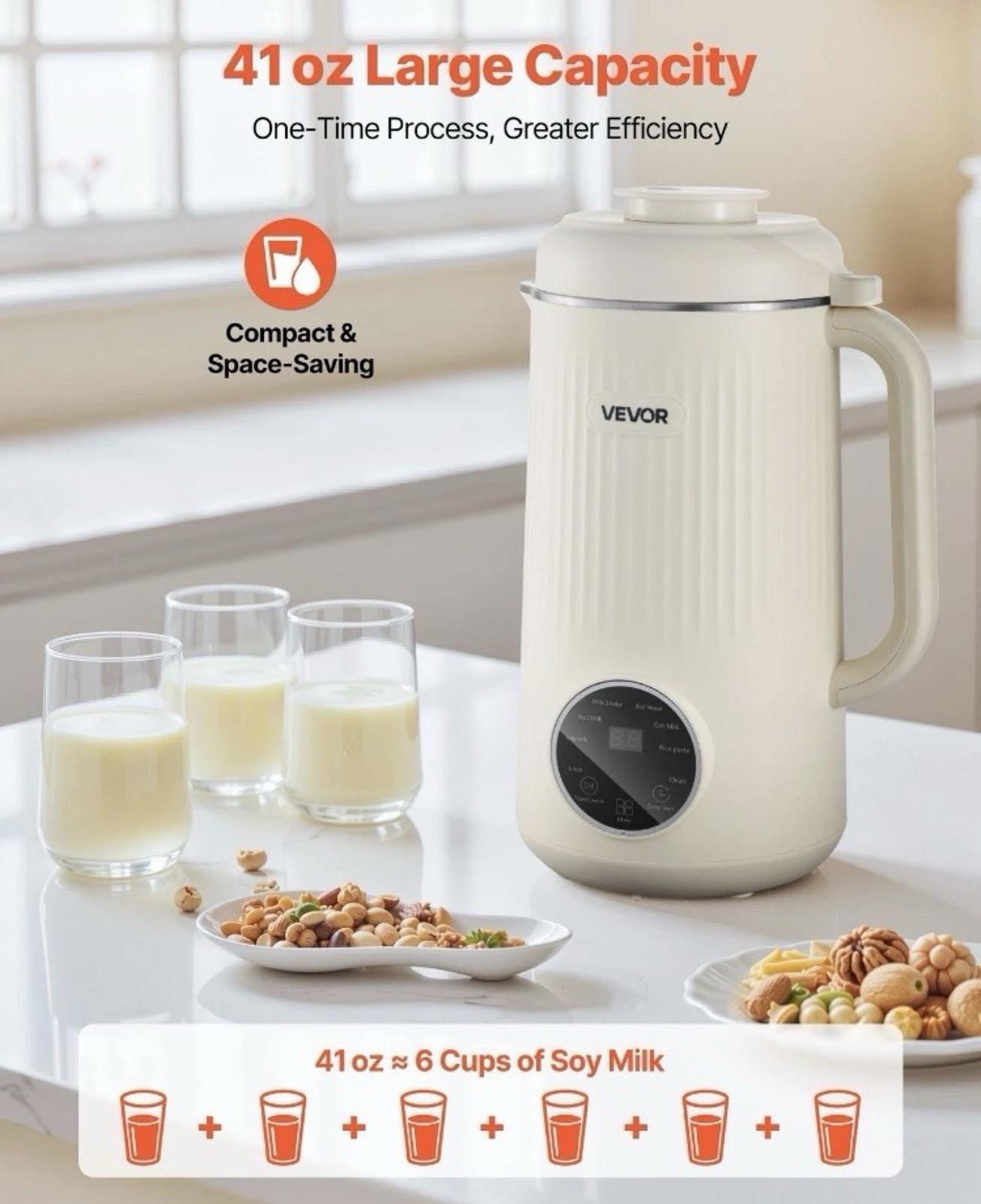 VEVOR 8-in-1 Nut Milk Maker 41 oz Soy Milk Maker Homemade