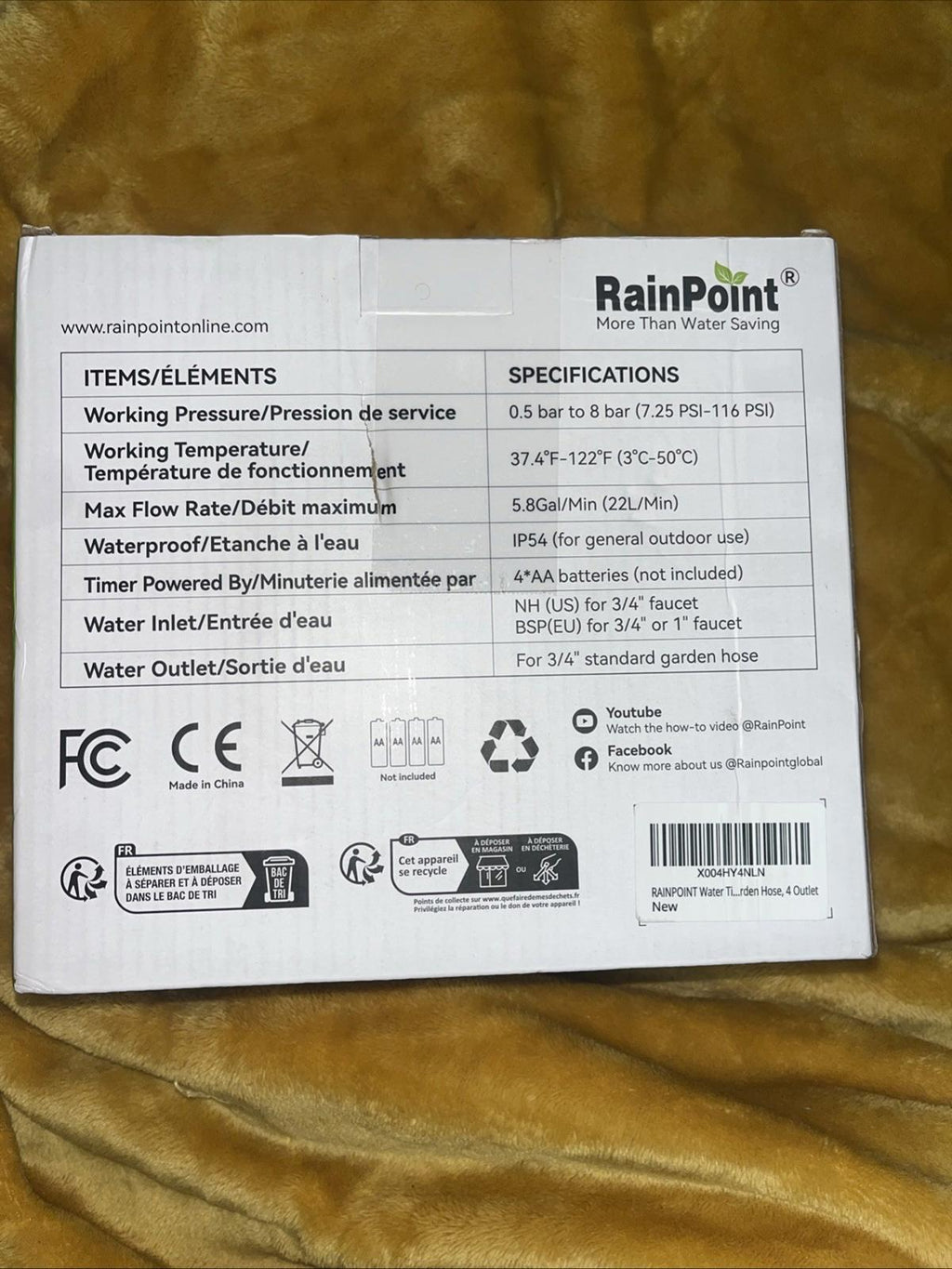 RAINPOINT Sprinkler Timer, 4 Outlets Hose Timers Water Timer