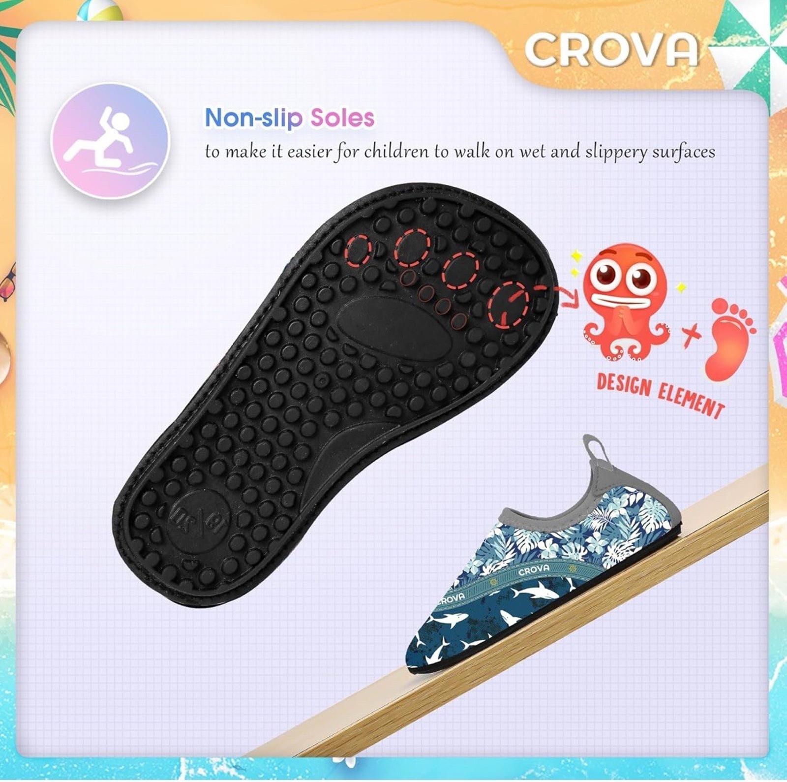 crova toddler shark flower graphics water shoes size 1.5