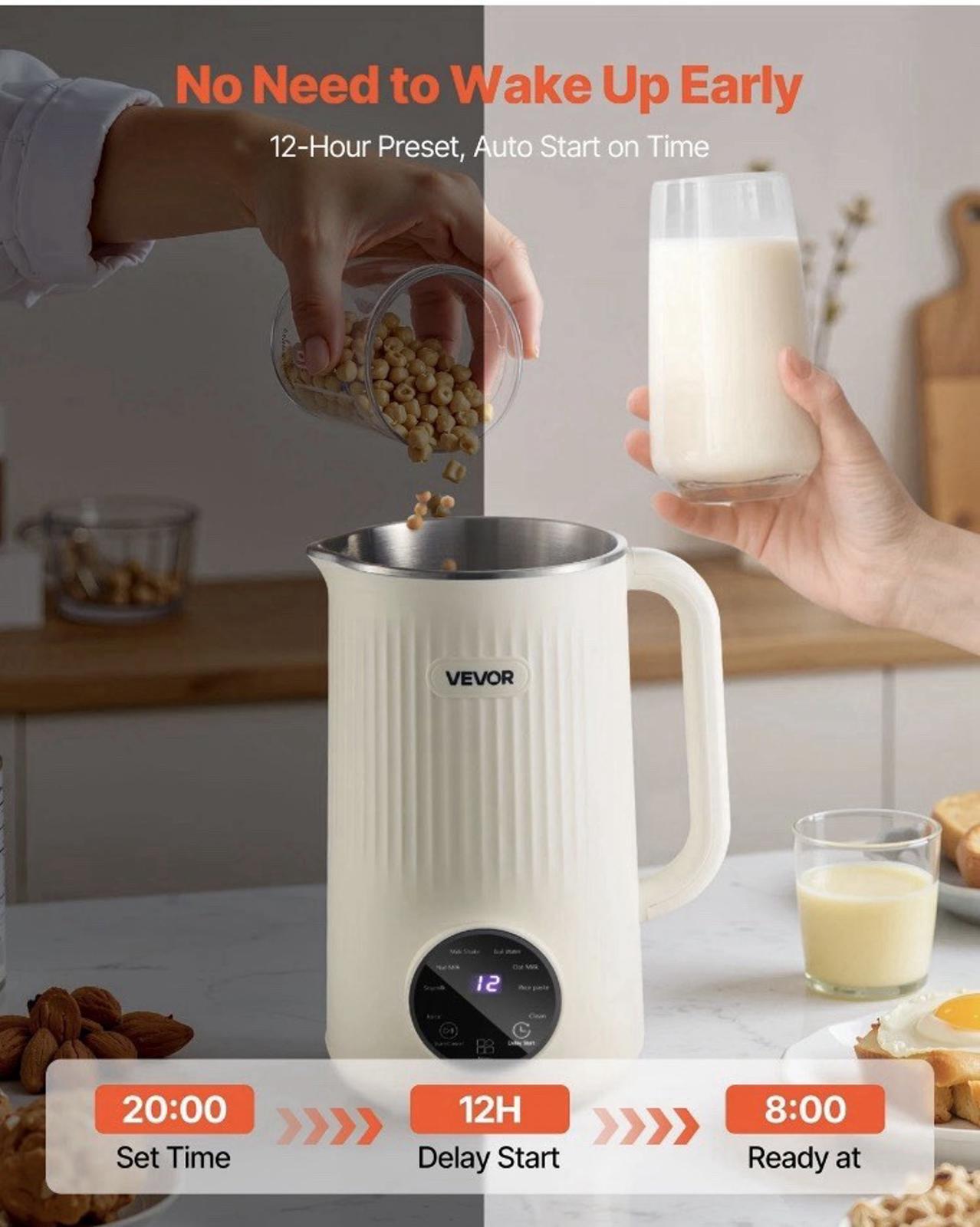VEVOR 8-in-1 Nut Milk Maker 41 oz Soy Milk Maker Homemade