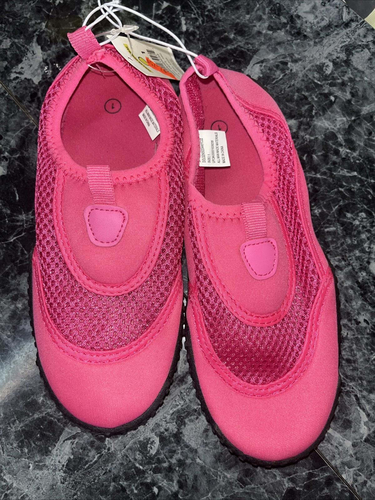 NWT Bobbie Brooks Girl's Mesh Water Shoes - SIZE 1 Pink