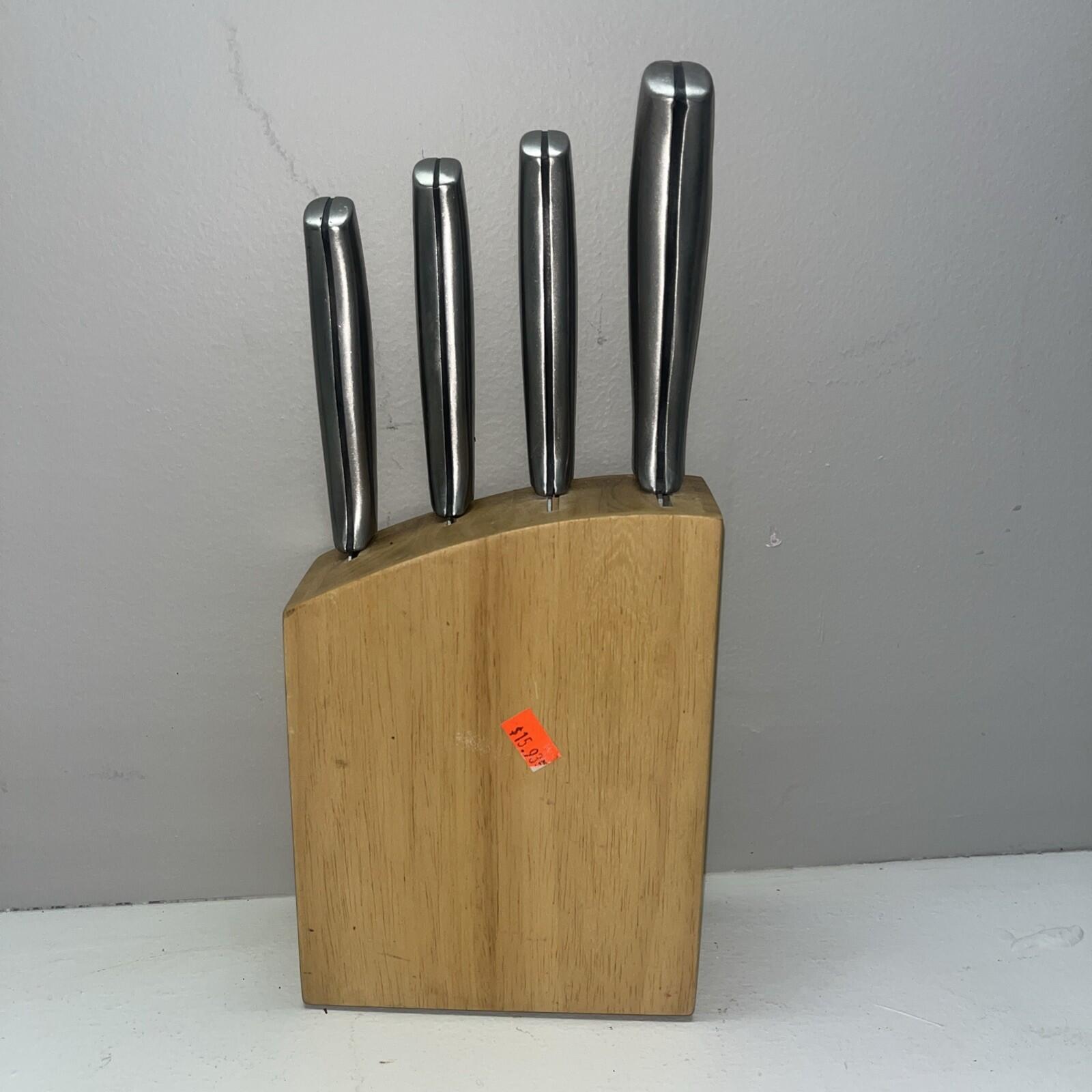 Salt 4 Piece Knife Set With Wooden Holder