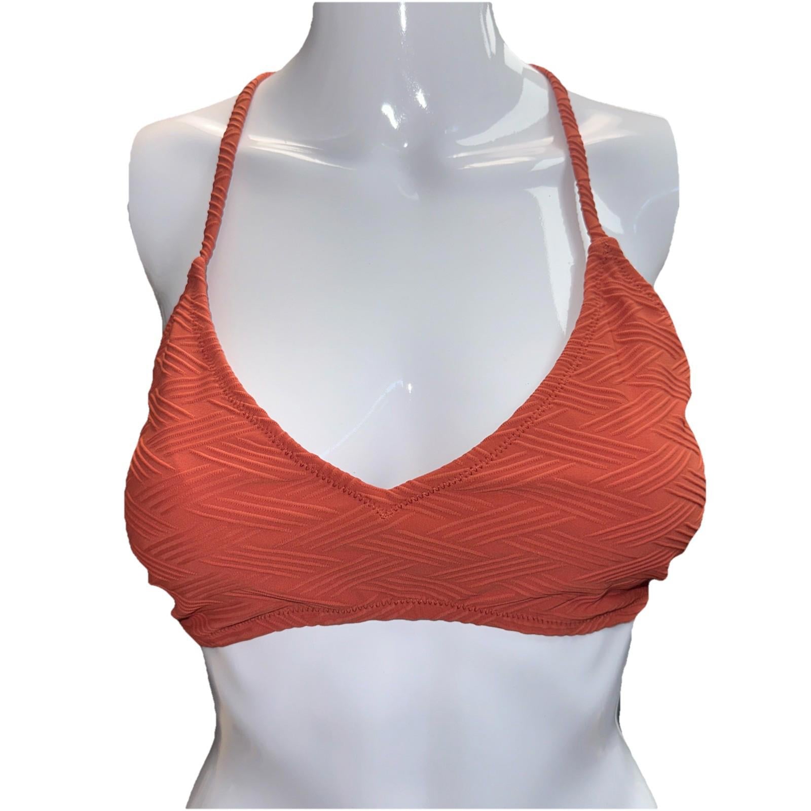 Nwt Cupshe Textured Orange Squares Bikini Top Womens Size L