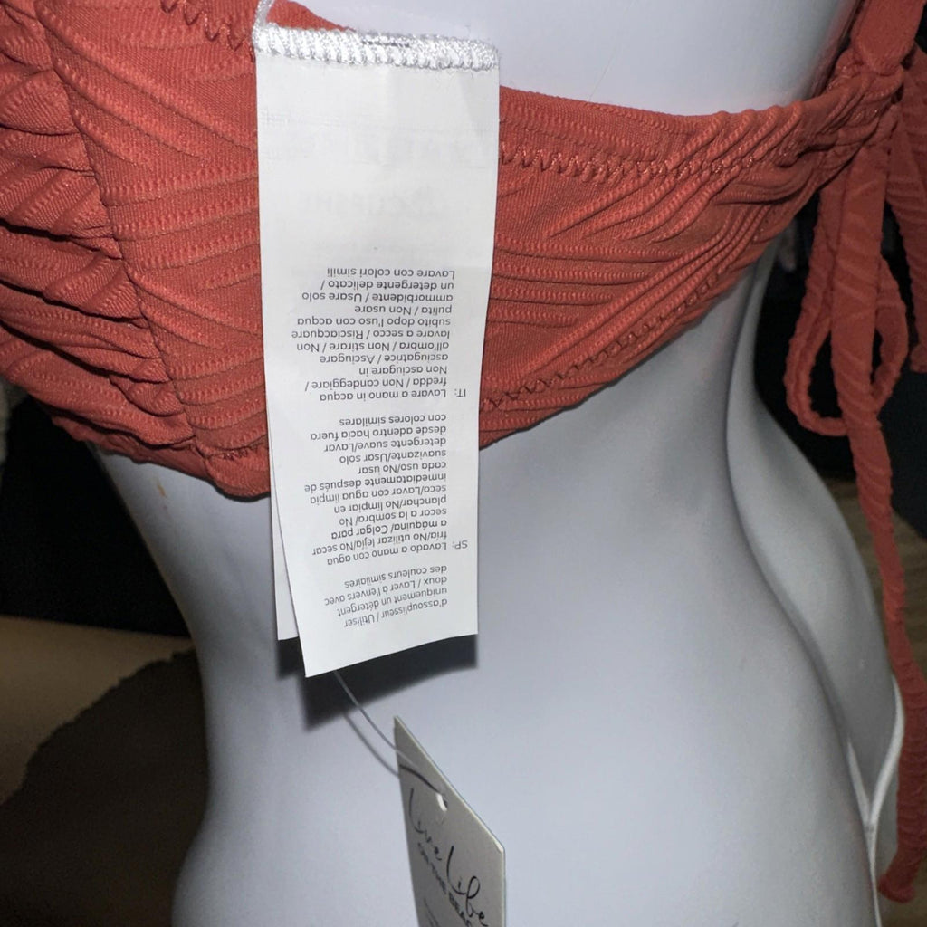 Nwt Cupshe Textured Orange Squares Bikini Top Womens Size L