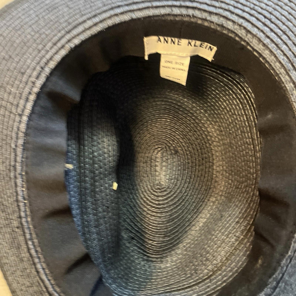 New Anne Klein Blue Floppy Brim Straw Hat