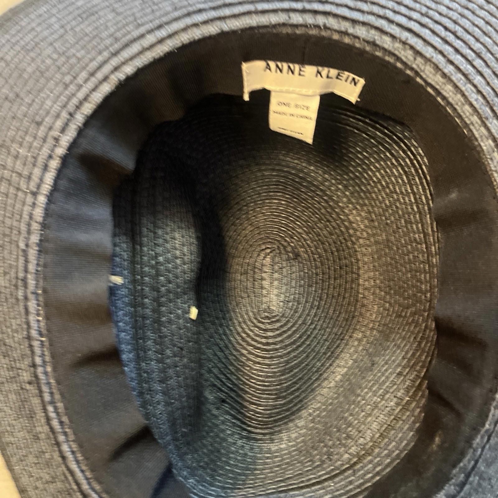 New Anne Klein Blue Floppy Brim Straw Hat