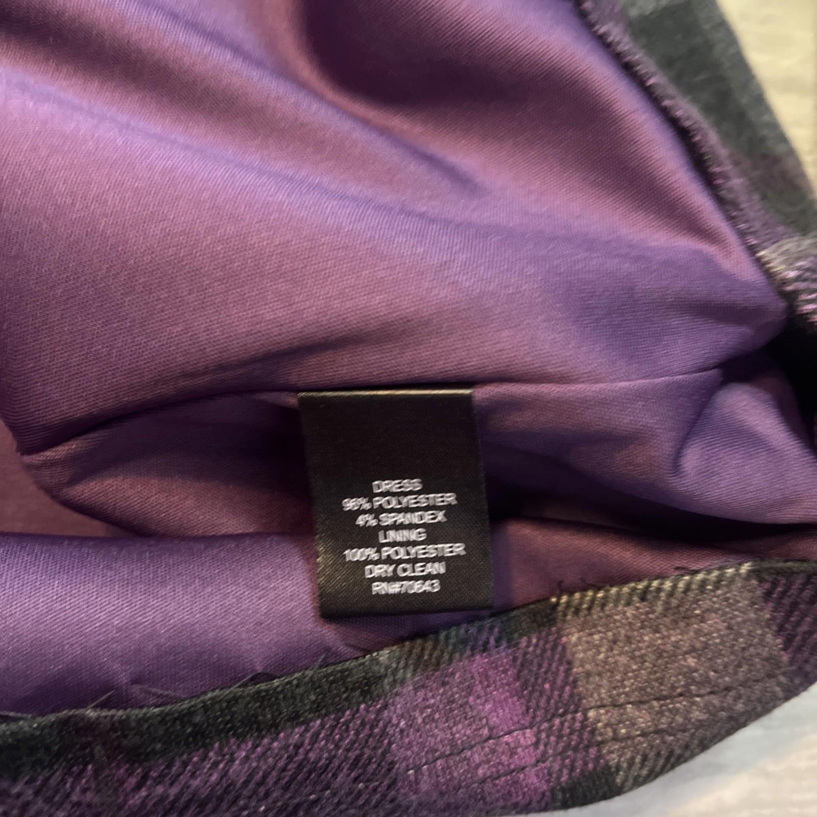 Jessica Howard Black Purple Gray Plaid Short Sleeve Dress PL