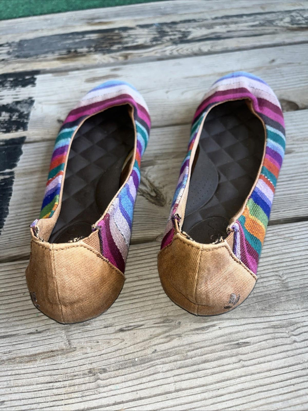 Reef Rainbow Stripe Ballet Flats Cloth Shoes Multicolor 8