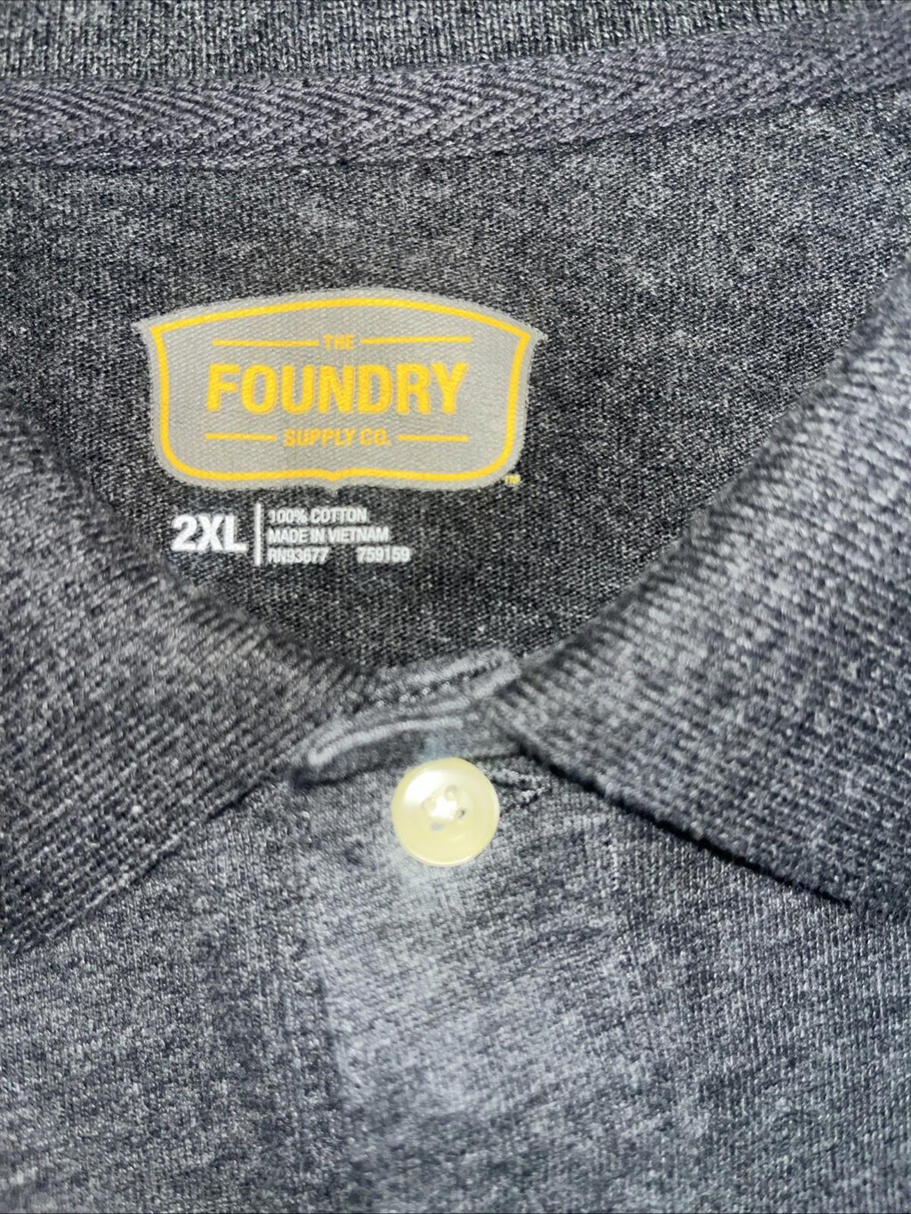 The Foundry Supply Co. Men's Long Sleeve Polo Shirt Gray 2XL