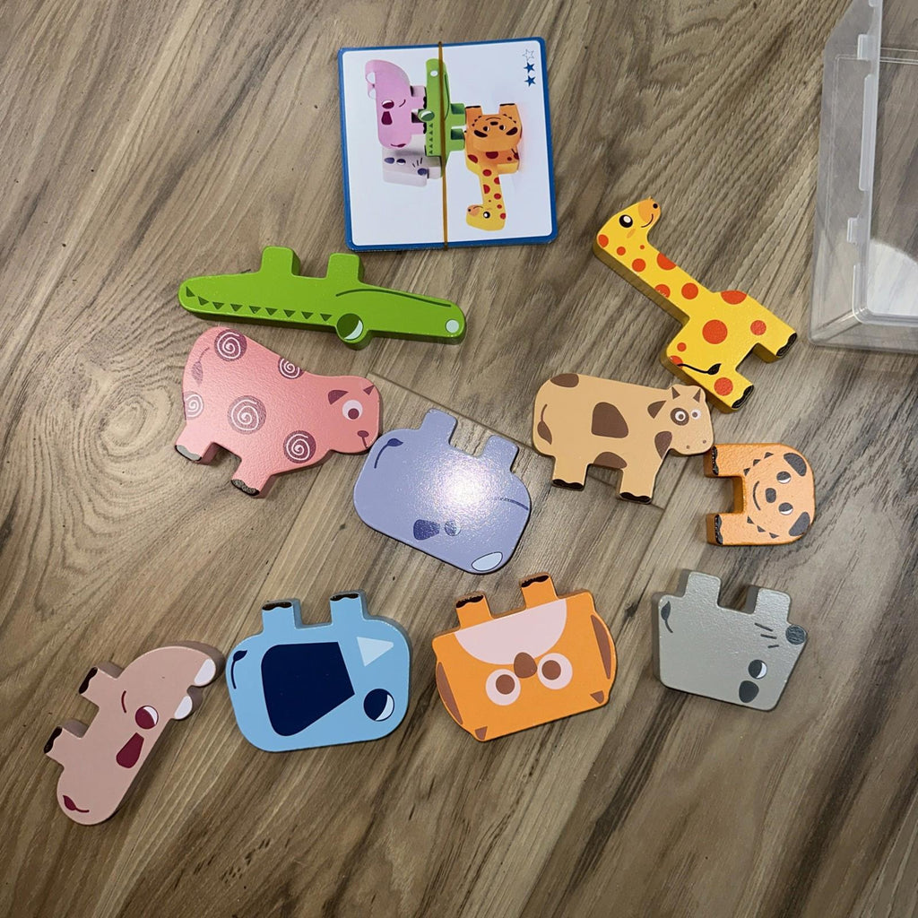 Animal Stacking Block Game Wooden Educational Toy Toddlers