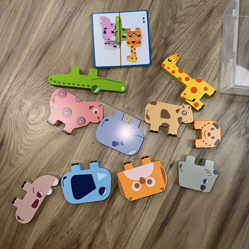Animal Stacking Block Game Wooden Educational Toy Toddlers