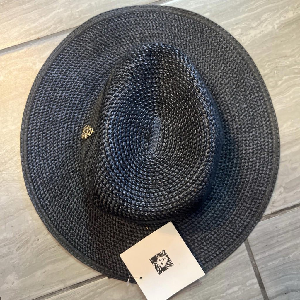 New Anne Klein Blue Floppy Brim Straw Hat