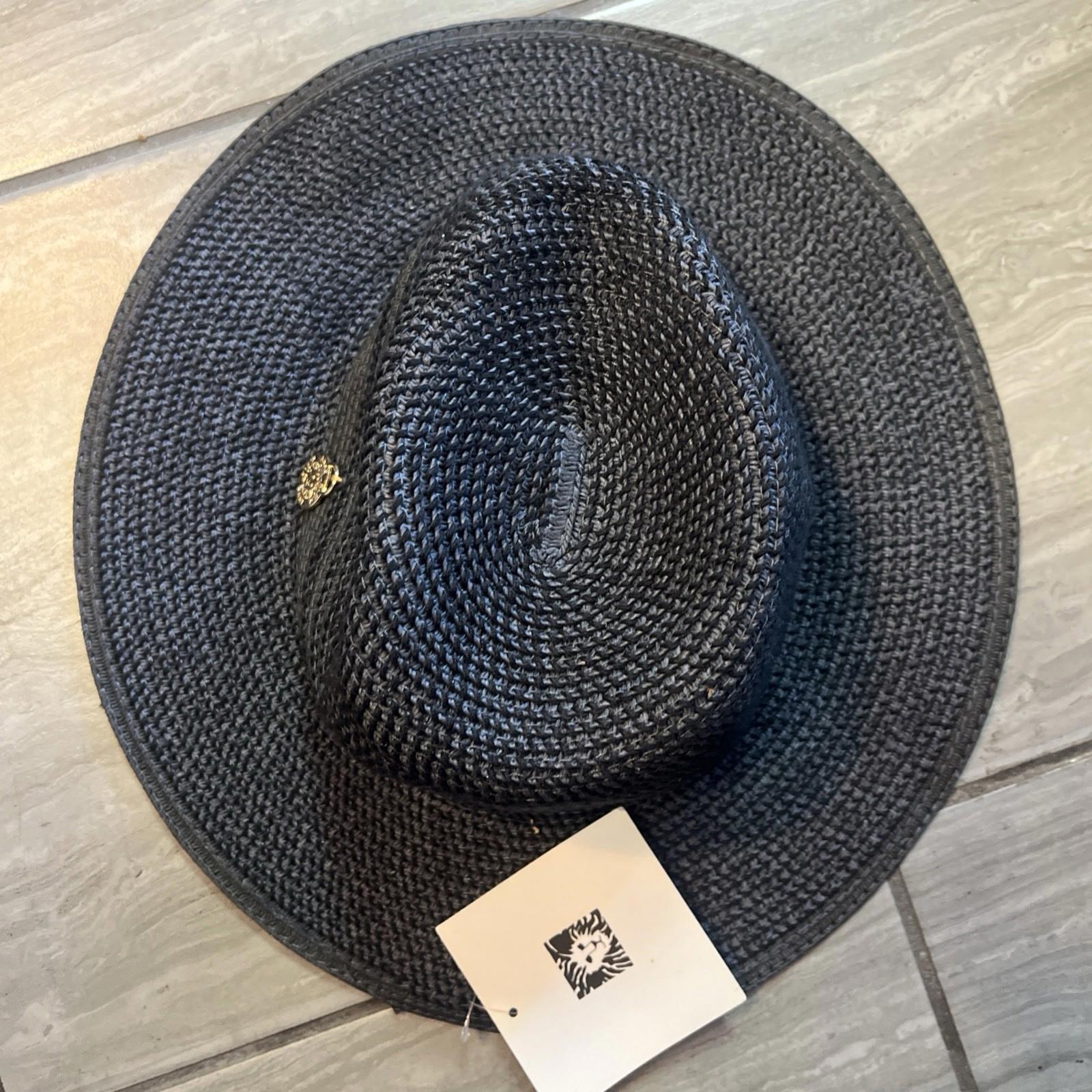 New Anne Klein Blue Floppy Brim Straw Hat