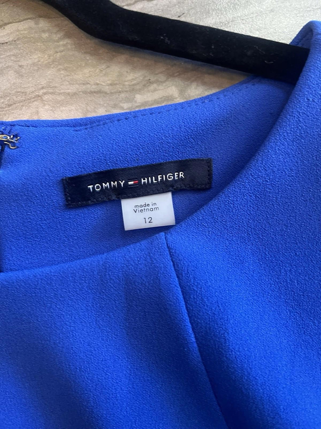 NWT Tommy Hilfiger Faux Pocket Dress 12 Blue White Sleeve