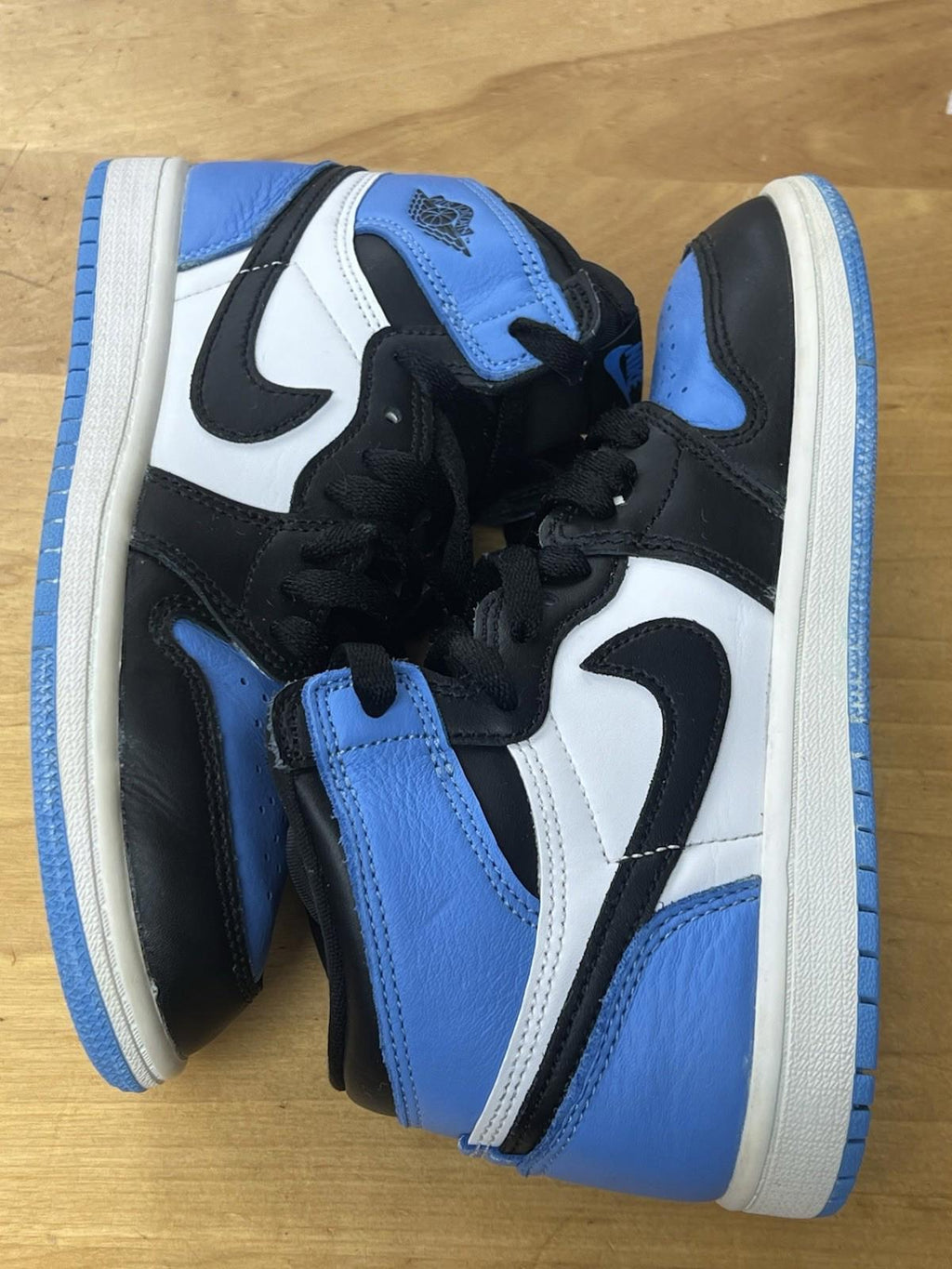 Jordan Air Jordan 1 Mid Shoes Boys  3Y Blue Black Basketball