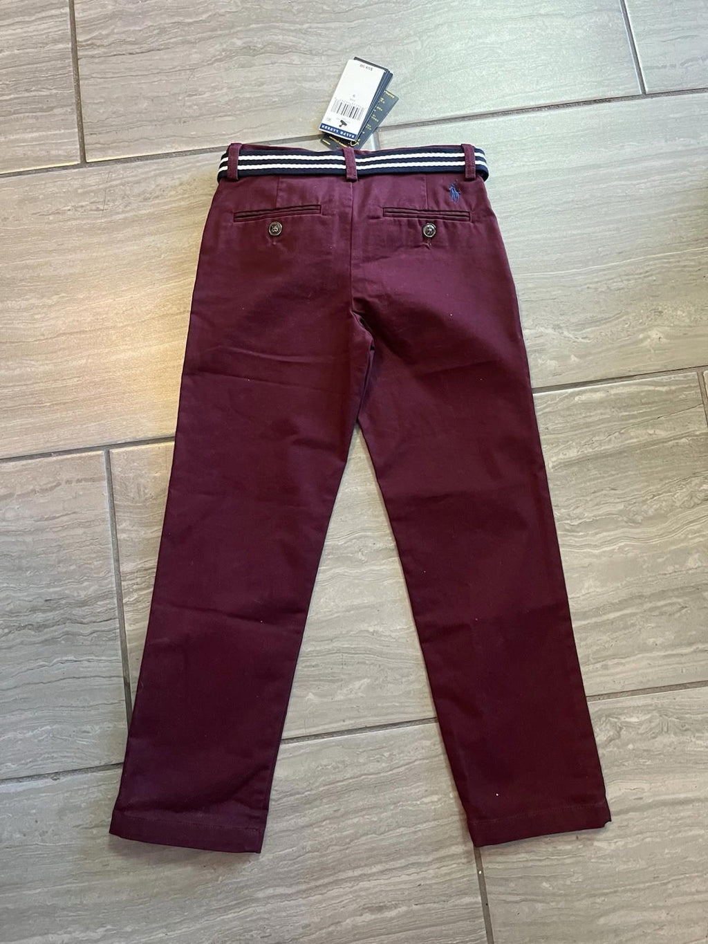 Polo Ralph Lauren Boys 5 Burgundy Chino Belt Adjustab Waist