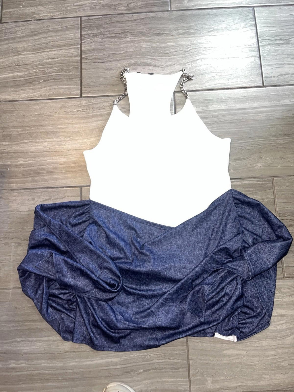 NWT Micas White Chain Straps Racingback Tank Top Size 2XL