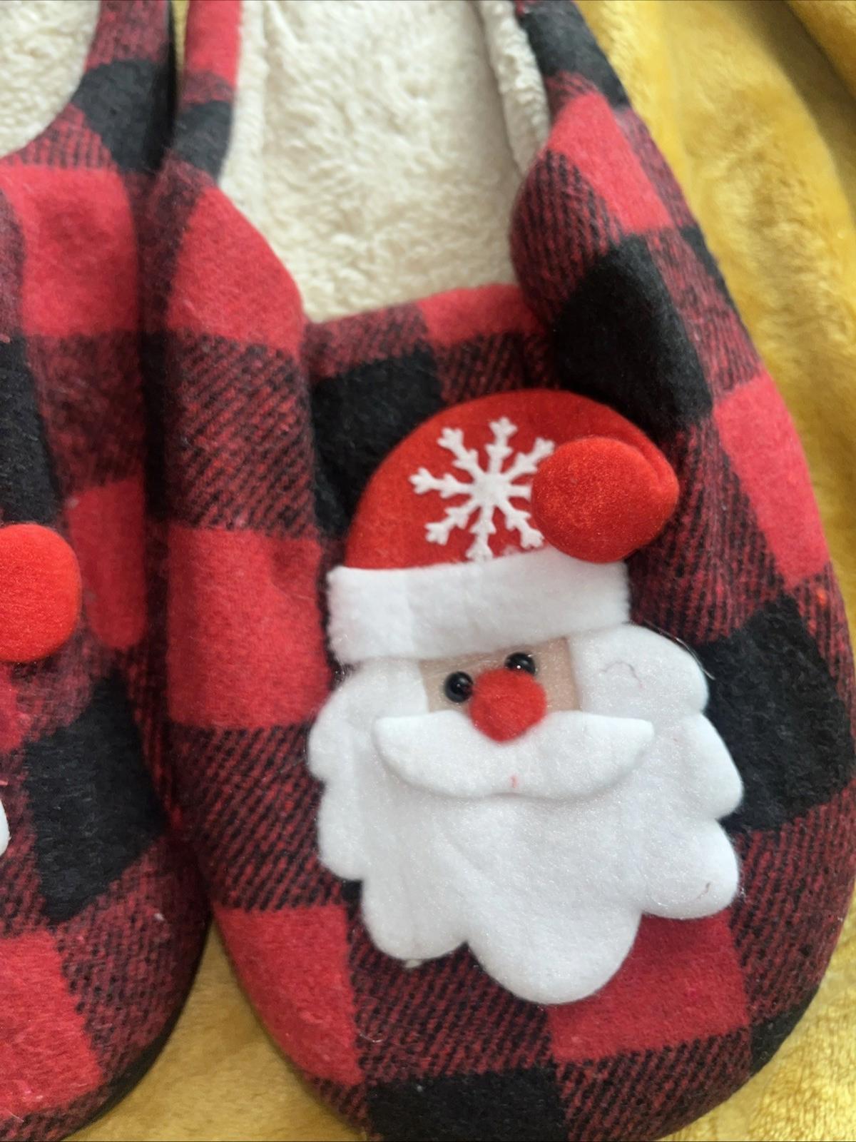 Christmas Indoor Fuzzy Shoes Flat Plaid Household 10
