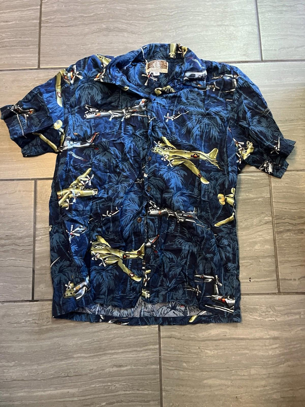 Kalaheo Mens M Hawaiian Shirt All Over Airplane Short Sleeve