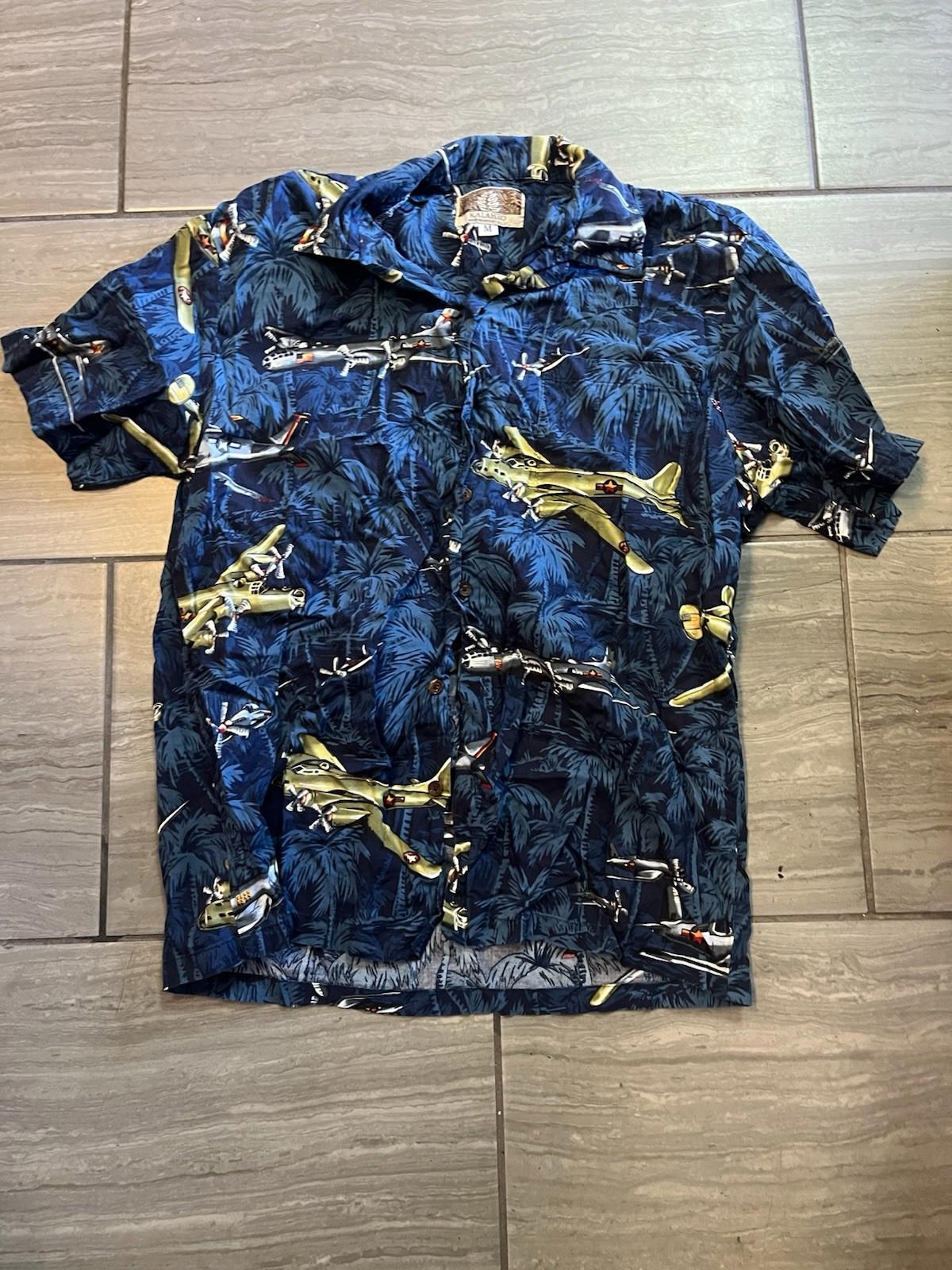 Kalaheo Mens M Hawaiian Shirt All Over Airplane Short Sleeve