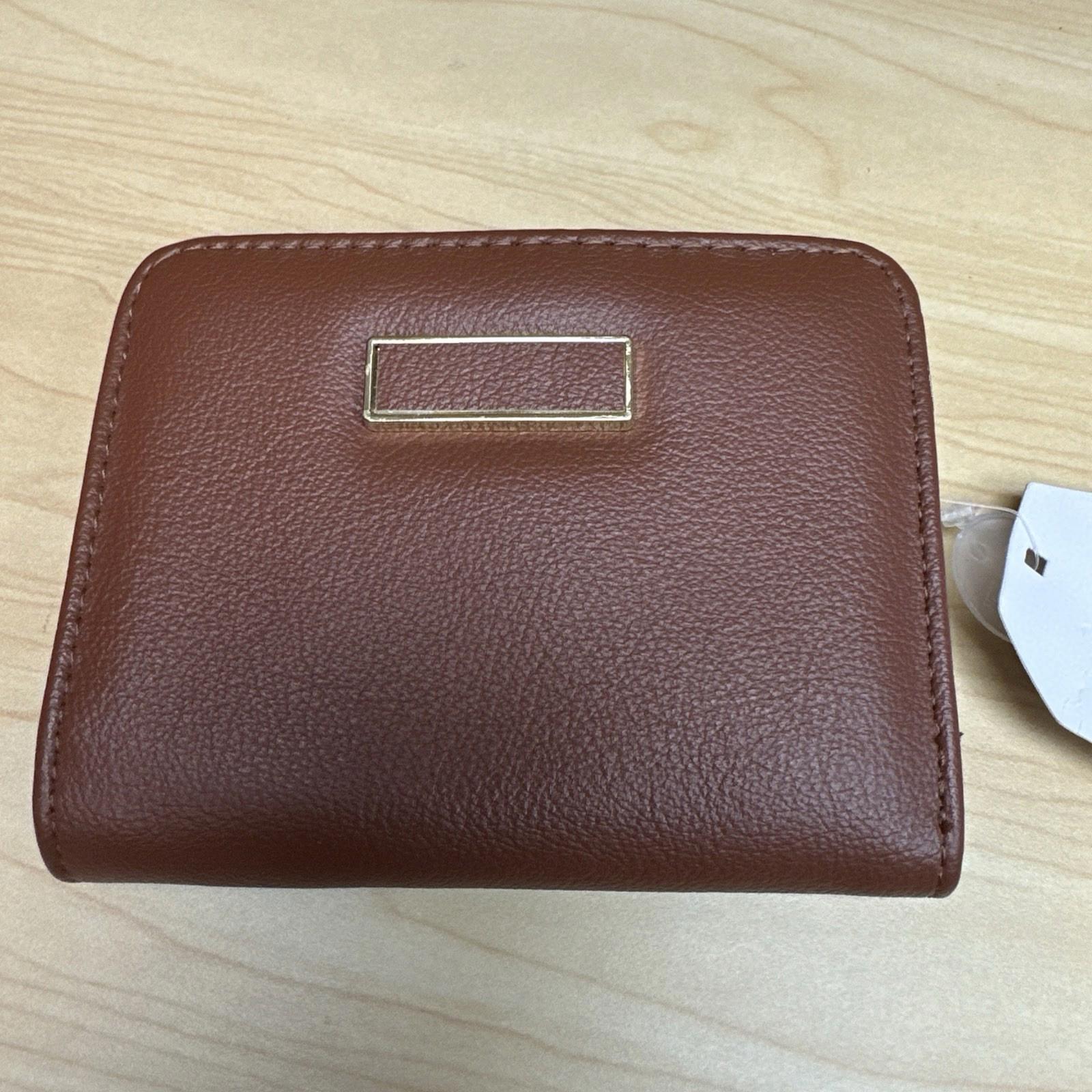 Time And Tru Brown faux Leather Twofold Wallet New