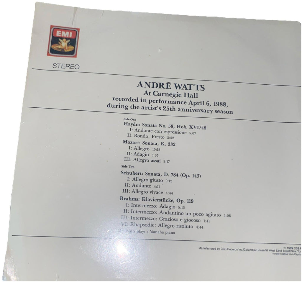 Andre Watts At Carnegie Hall 1989 LP Angel Mint Condition