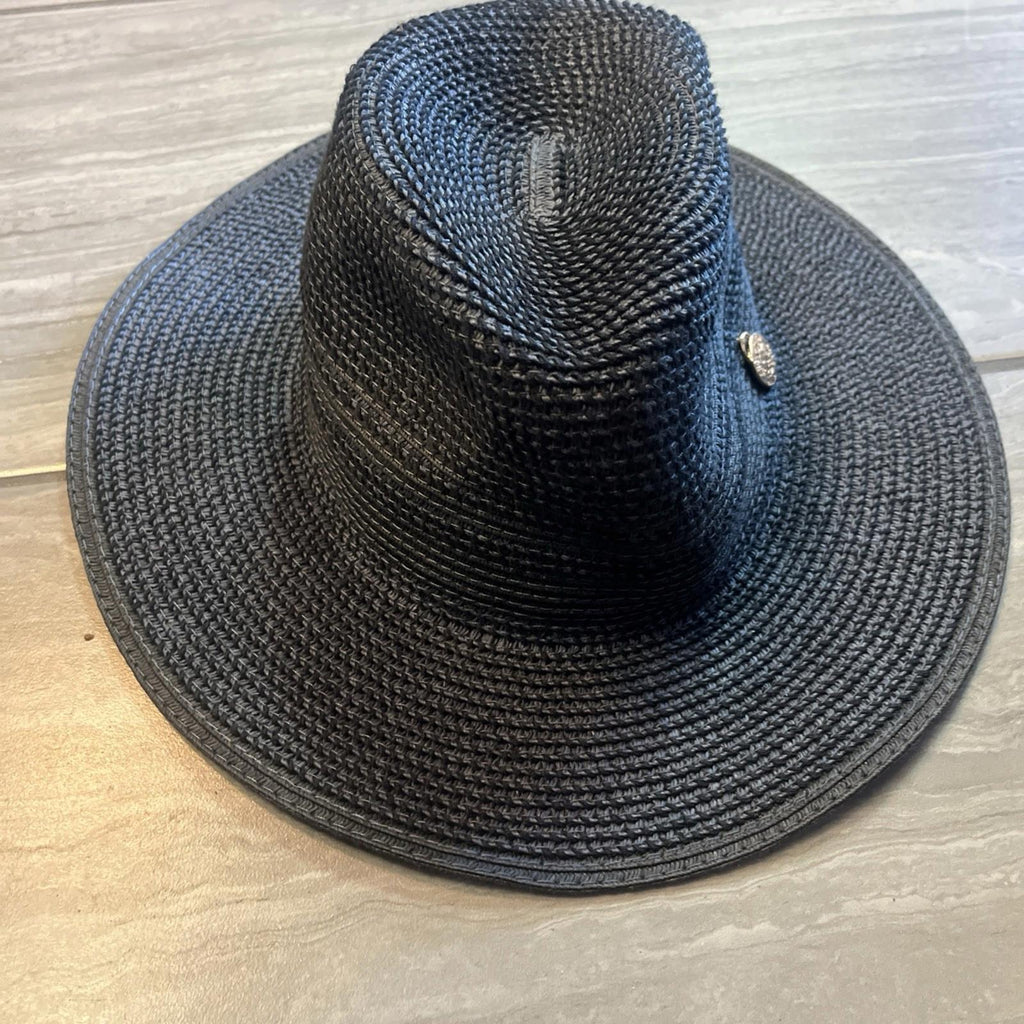 New Anne Klein Blue Floppy Brim Straw Hat