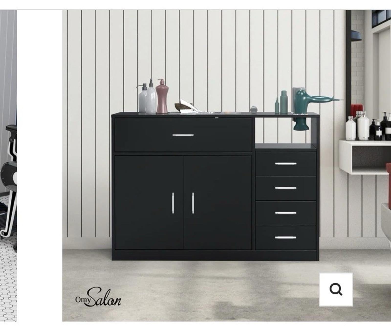 Salon Station Free Standing Cabinet Barber Hair Styling Stations with 5 Drawers