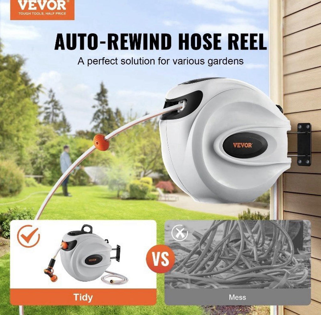 VEVOR Retractable Reel 84'x5/8" 180° Swivel Wall-Mounted