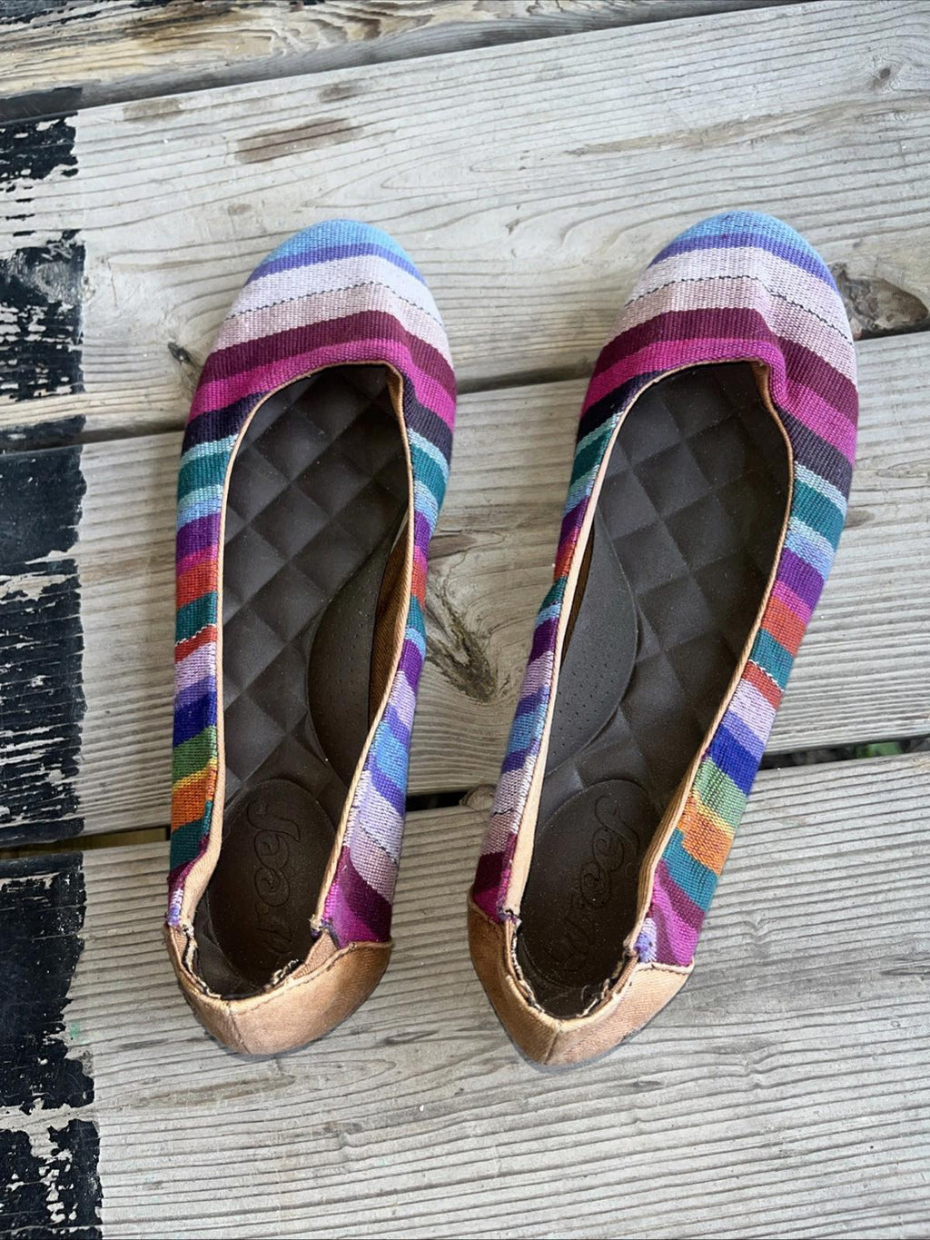 Reef Rainbow Stripe Ballet Flats Cloth Shoes Multicolor 8
