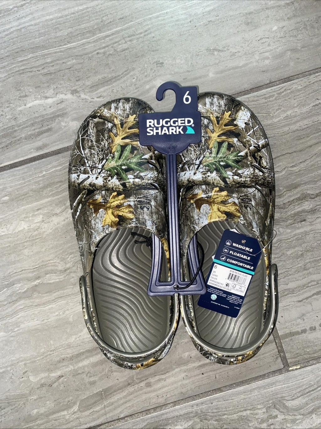 Rugged Shark REALTREE Edge  Boy's EVA Clog - Size: 6 - NEW