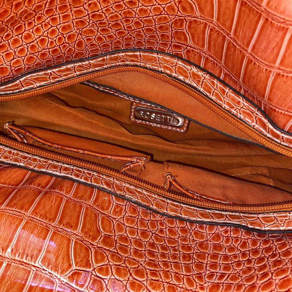 Rossetti Orange Faux Croc Skin Shoulder Bag