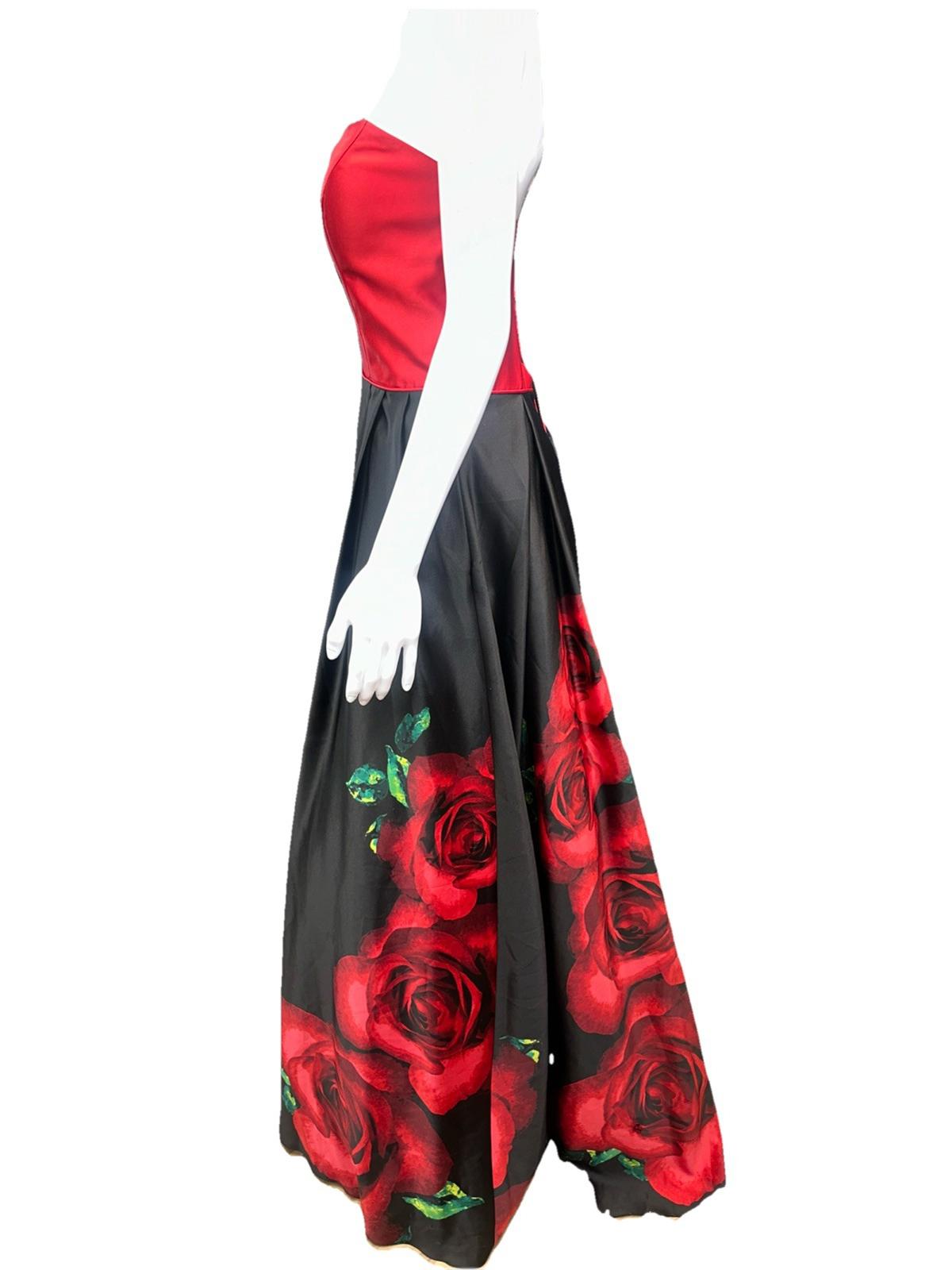 Blondies prom dress size 9 red black with rose Corset top