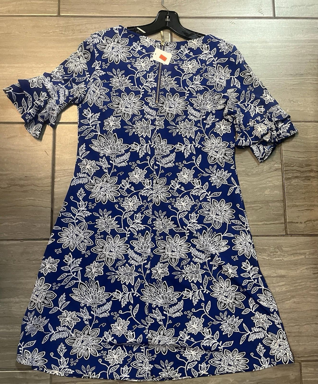 Ronni Nicole Blue Floral Fit Flare Cap Sleeve Dress Size 8