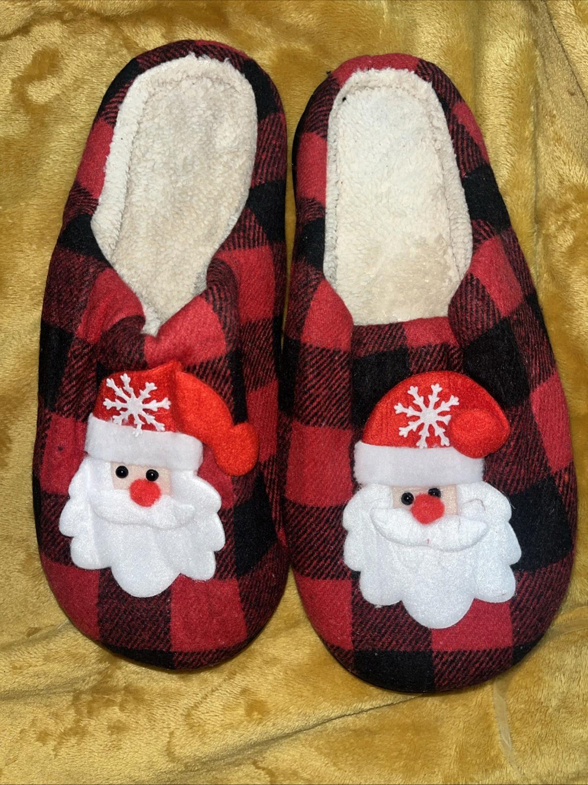 Christmas Indoor Fuzzy Shoes Flat Plaid Household 10