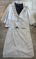 T.Milano Gray Plaid 3/4 Sleeve Ruffle Jacket Skirt Set 22W