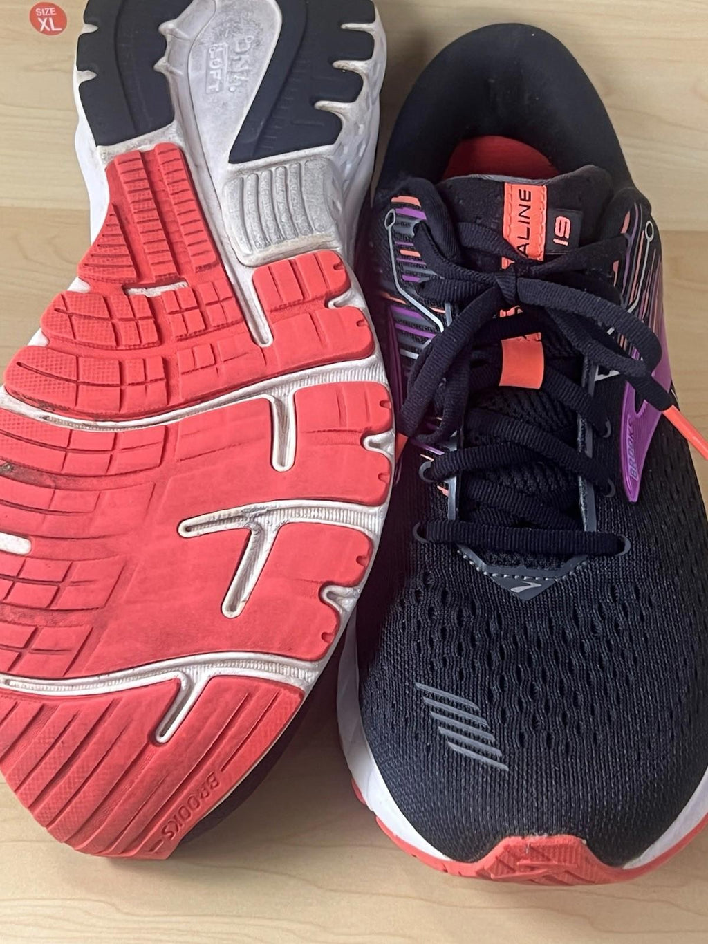 Brooks Adrenaline GTS 19 Black/Purple Running Shoes S 11.5