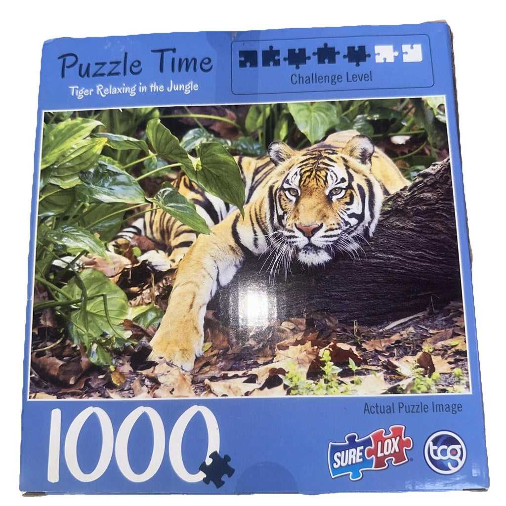 Sure-Lox Puzzle Time 1000 Piece Tiger Relaxing in the Jungle