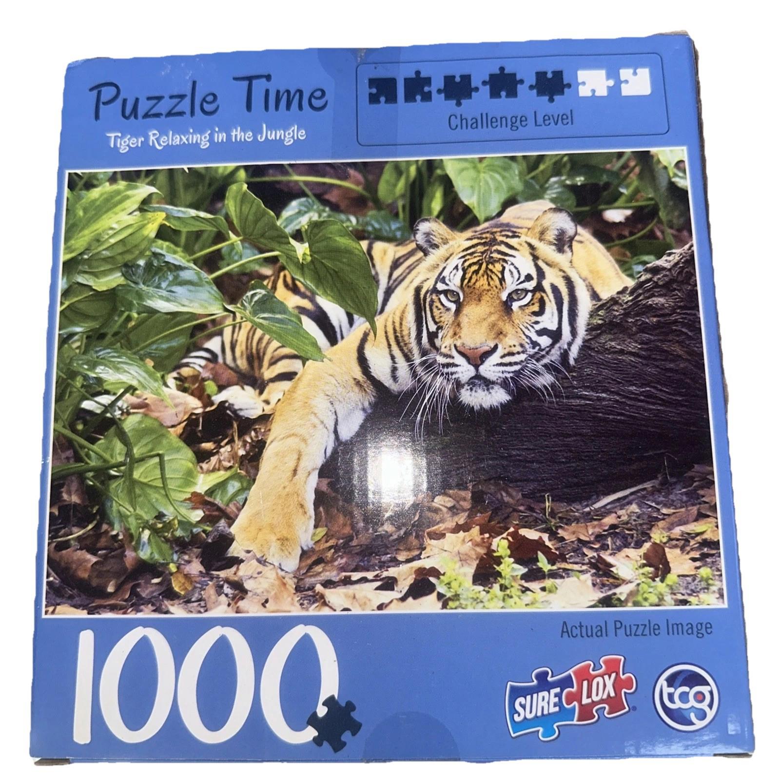 Sure-Lox Puzzle Time 1000 Piece Tiger Relaxing in the Jungle