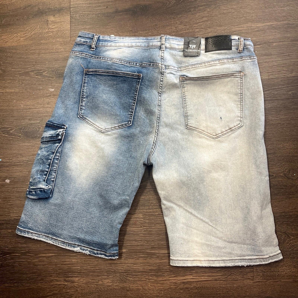 TR Premium Tailored Creation Denim Distress Cargo Shorts 42