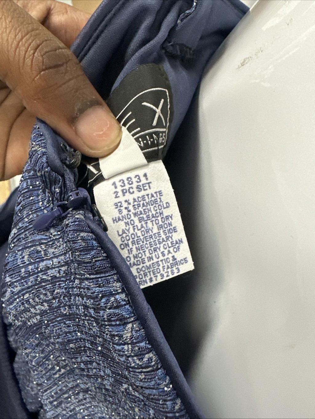 Alex Evening Blue Paisley Glittery 2 Piece Dress Size 10